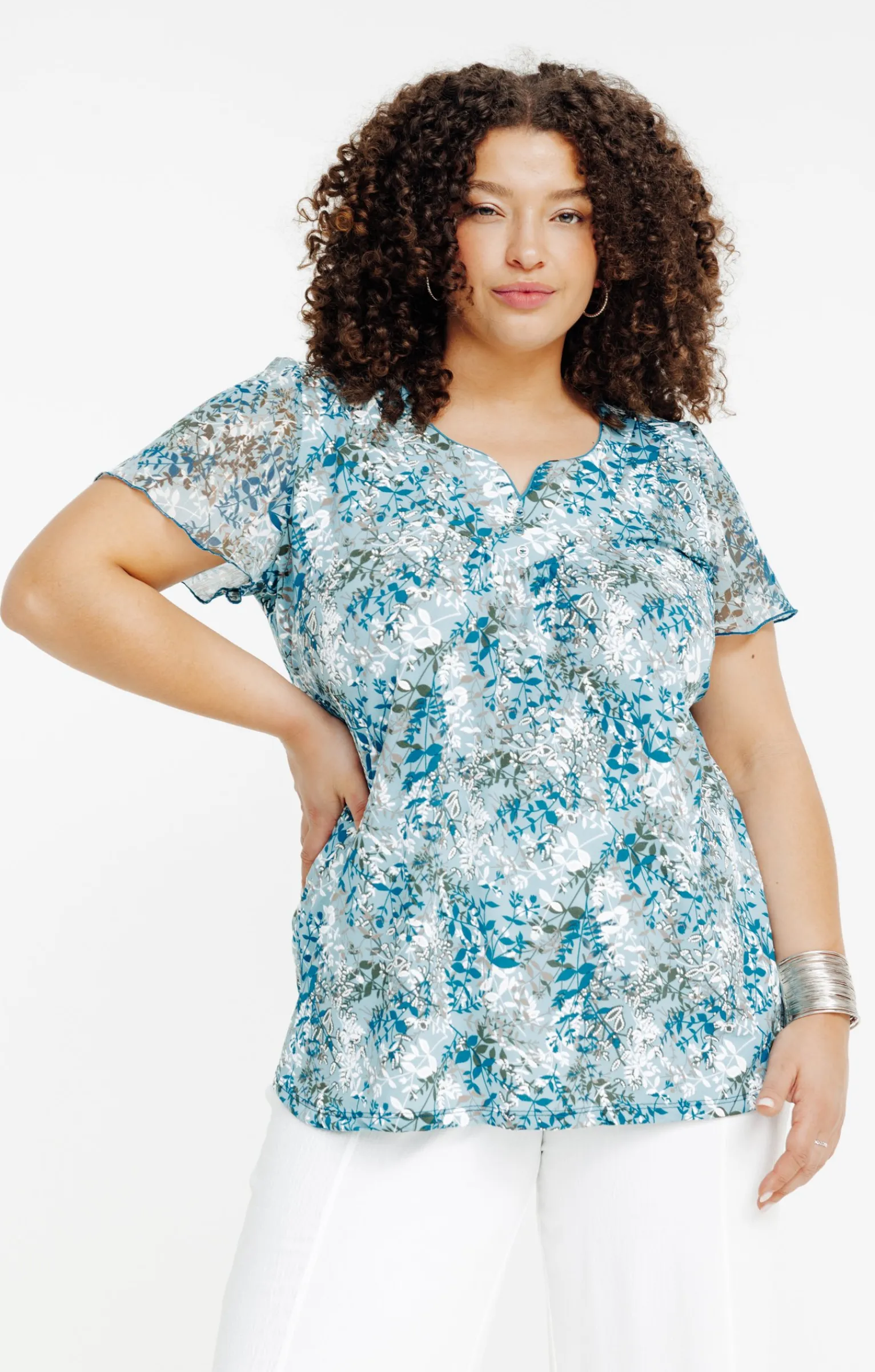 Toscane Boutique Tee-shirts|Tee-shirt à imprimé floral CELADON