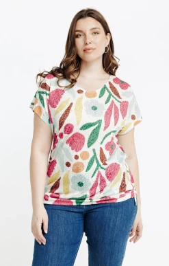 Toscane Boutique Tee-shirts|Tee-shirt à imprimé floral BLANC