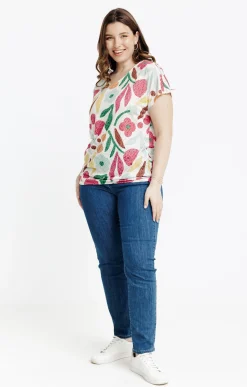 Toscane Boutique Tee-shirts|Tee-shirt à imprimé floral BLANC