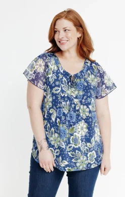 Toscane Boutique Tee-shirts|Tee-shirt à imprimé floral BLEU DUR