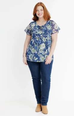 Toscane Boutique Tee-shirts|Tee-shirt à imprimé floral BLEU DUR