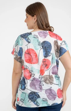 Toscane Boutique Tee-shirts|Tee-shirt à imprimé visages MARINE