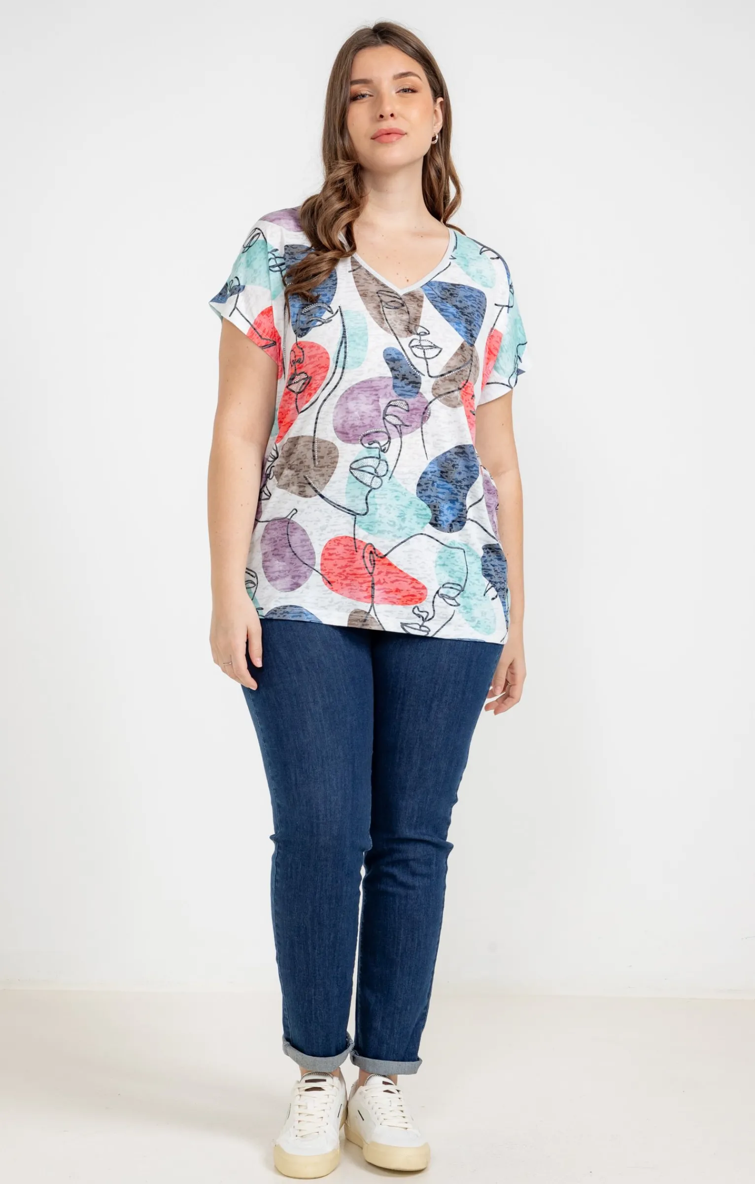 Toscane Boutique Tee-shirts|Tee-shirt à imprimé visages MARINE