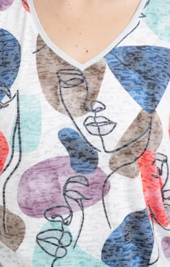 Toscane Boutique Tee-shirts|Tee-shirt à imprimé visages MARINE