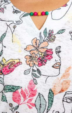 Toscane Boutique Tee-shirts|Tee-shirt à imprimé visages CELADON