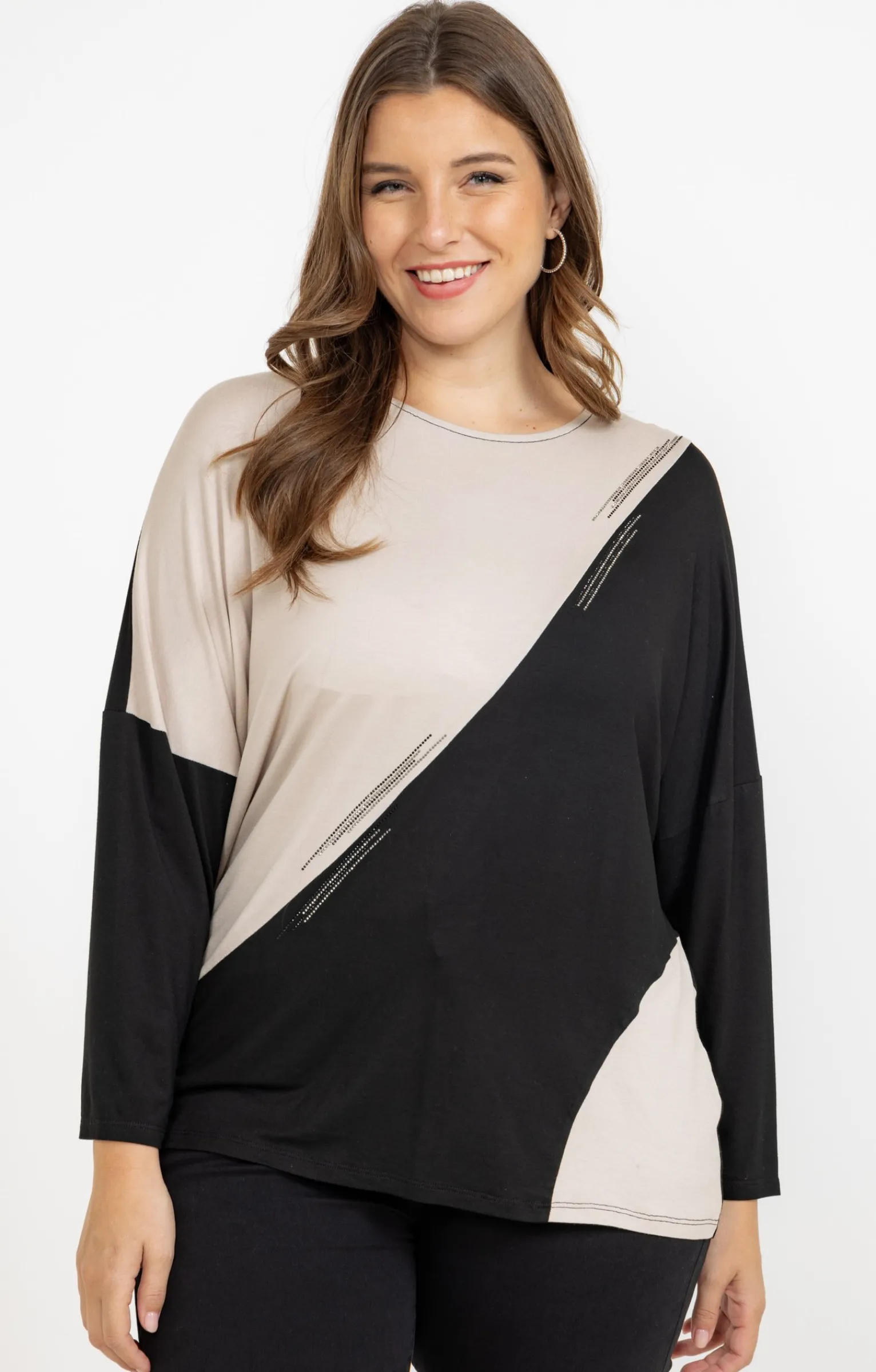 Toscane Boutique Tee-shirts|Tee-shirt bicolore NOIR