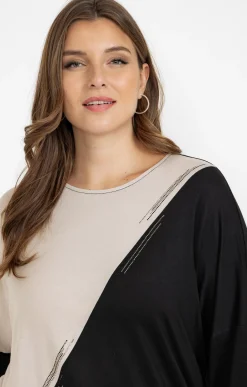 Toscane Boutique Tee-shirts|Tee-shirt bicolore NOIR