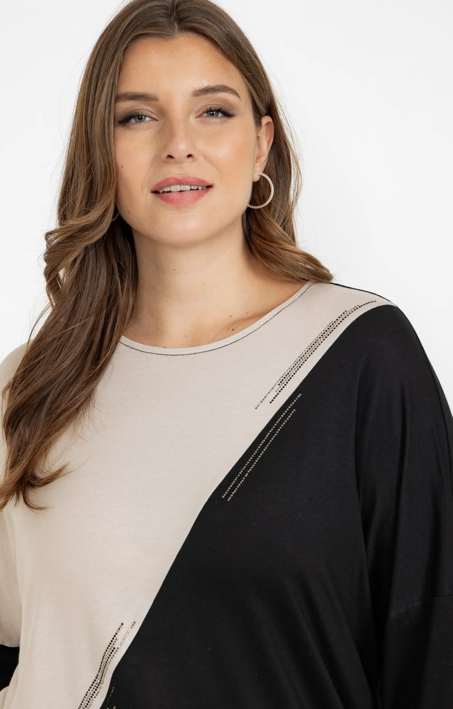 Toscane Boutique Tee-shirts|Tee-shirt bicolore NOIR