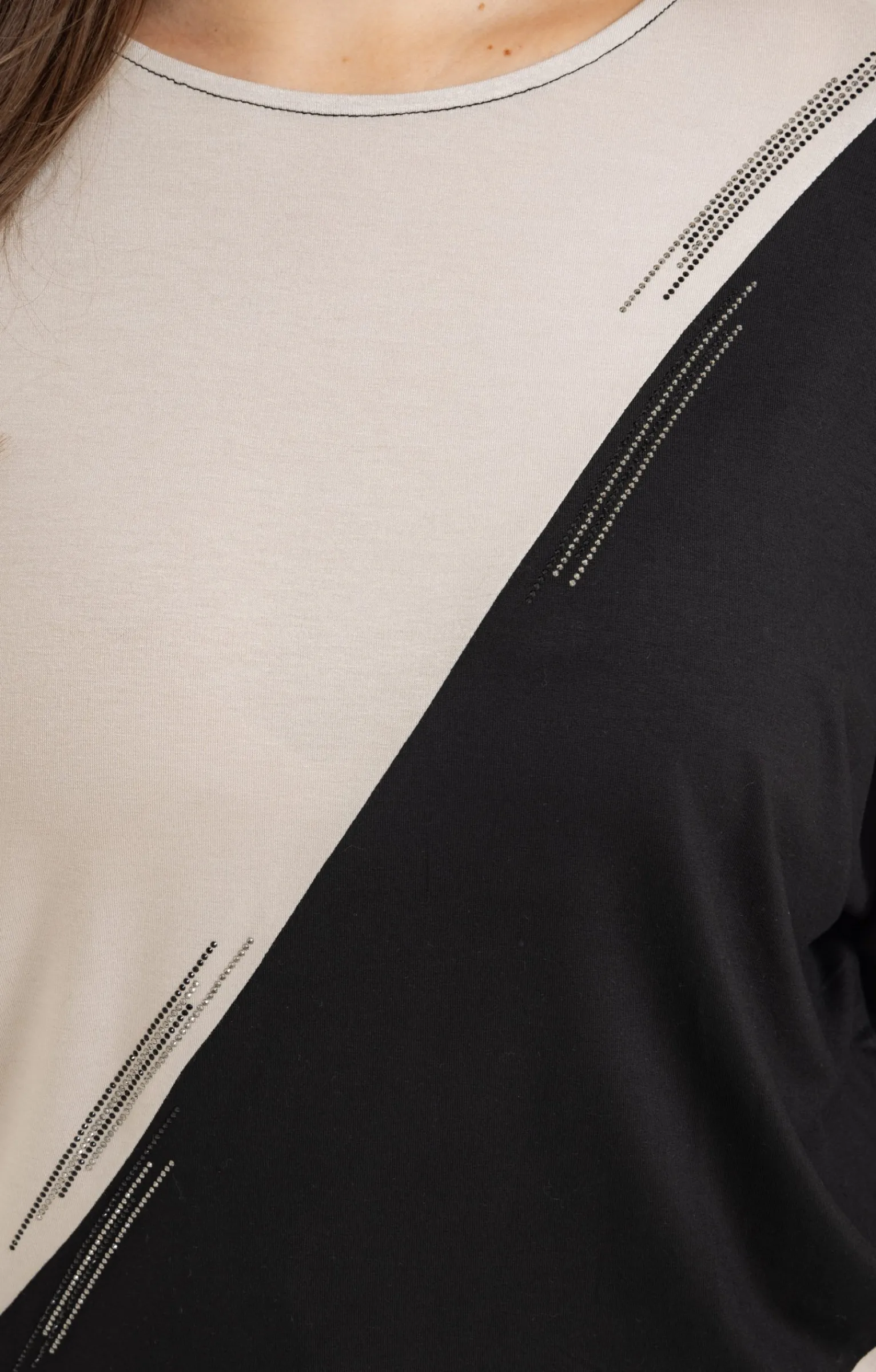 Toscane Boutique Tee-shirts|Tee-shirt bicolore NOIR