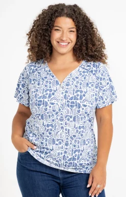 Toscane Boutique Tee-shirts|Tee-shirt bicolore BLEU