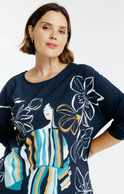 Toscane Boutique Tee-shirts|Tee-shirt bi-matière imprimé MARINE