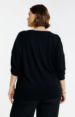 Toscane Boutique Tee-shirts|Tee-shirt bi-matière imprimé visages NOIR