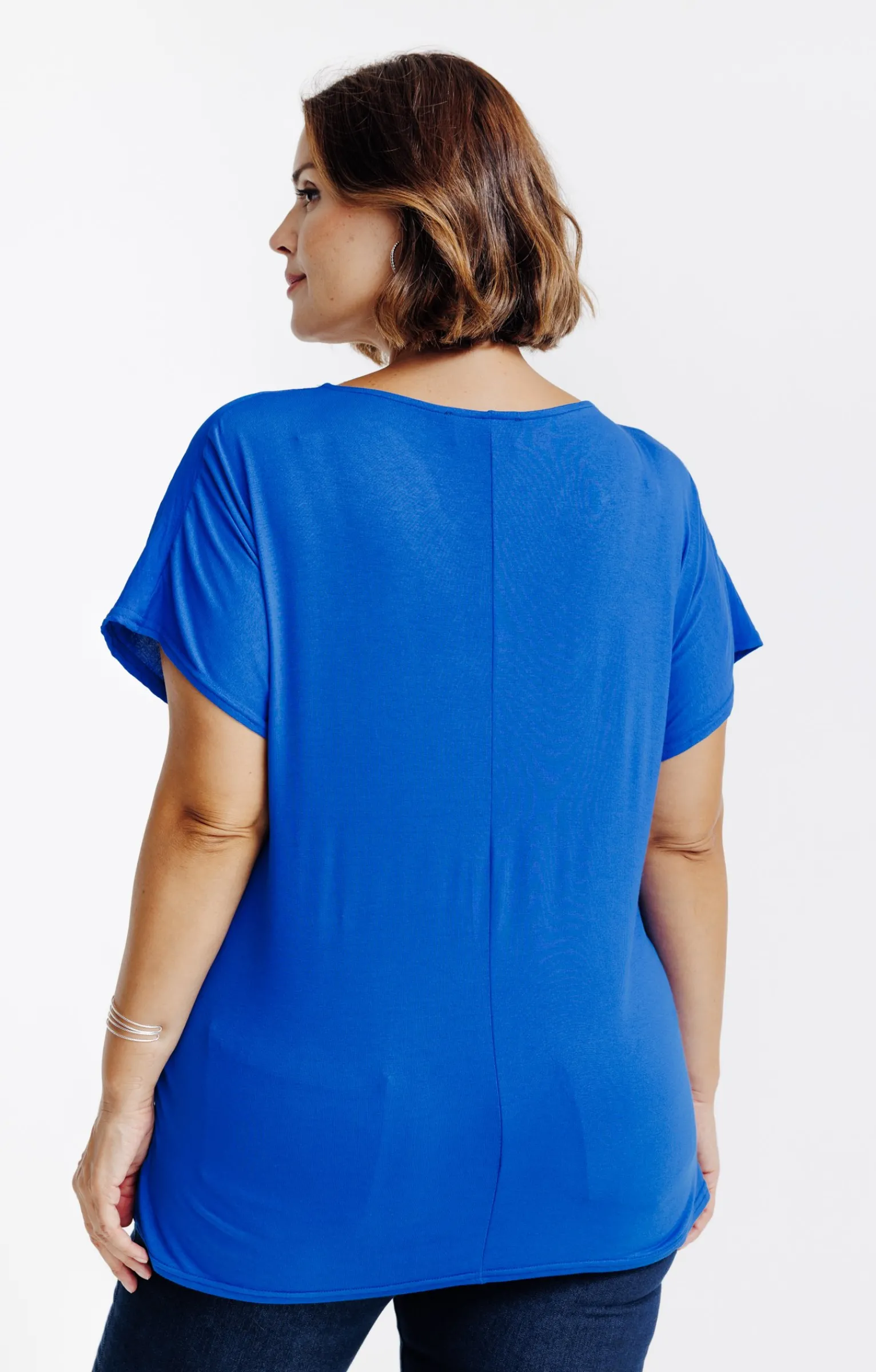 Toscane Boutique Tee-shirts|Tee-shirt bi-matière uni BLEU DUR