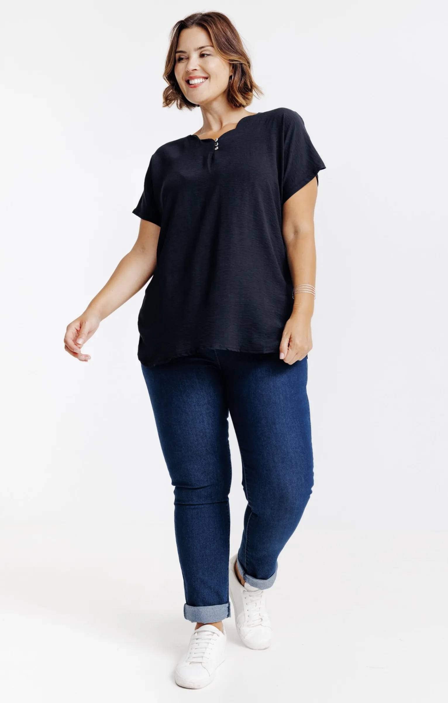 Toscane Boutique Tee-shirts|Tee-shirt bi-matière uni NOIR