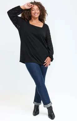 Toscane Boutique Tee-shirts|Tee-shirt col carré NOIR