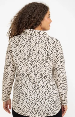 Toscane Boutique Tee-shirts|Tee-shirt effet chemise léopard CREME