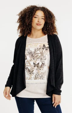 Toscane Boutique Tee-shirts|Tee-shirt 2-en-1 avec gilet uni NOIR