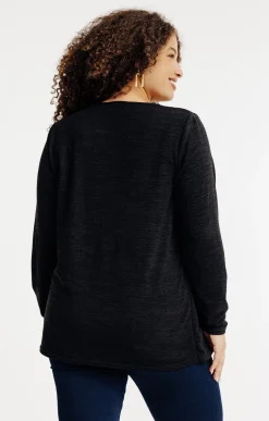 Toscane Boutique Tee-shirts|Tee-shirt 2-en-1 avec gilet uni NOIR