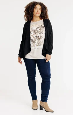 Toscane Boutique Tee-shirts|Tee-shirt 2-en-1 avec gilet uni NOIR