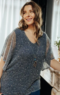 Toscane Boutique Tee-shirts|Tee-shirt en maille reliefée BLEU