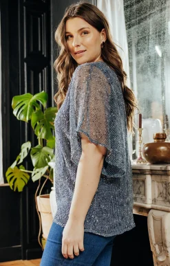 Toscane Boutique Tee-shirts|Tee-shirt en maille reliefée BLEU