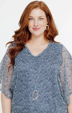 Toscane Boutique Tee-shirts|Tee-shirt en maille reliefée BLEU