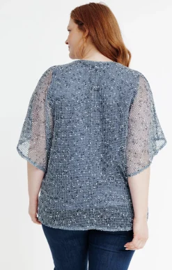 Toscane Boutique Tee-shirts|Tee-shirt en maille reliefée BLEU