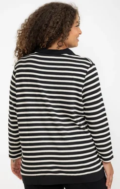 Toscane Boutique Tee-shirts|Tee-shirt forme polo rayé NOIR