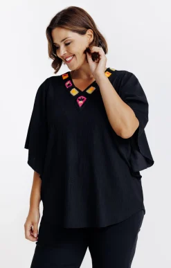 Toscane Boutique Tee-shirts|Tee-shirt forme poncho NOIR