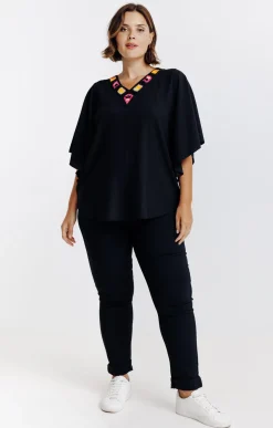 Toscane Boutique Tee-shirts|Tee-shirt forme poncho NOIR