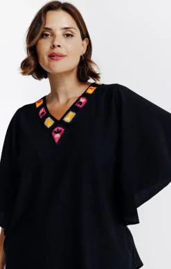 Toscane Boutique Tee-shirts|Tee-shirt forme poncho NOIR