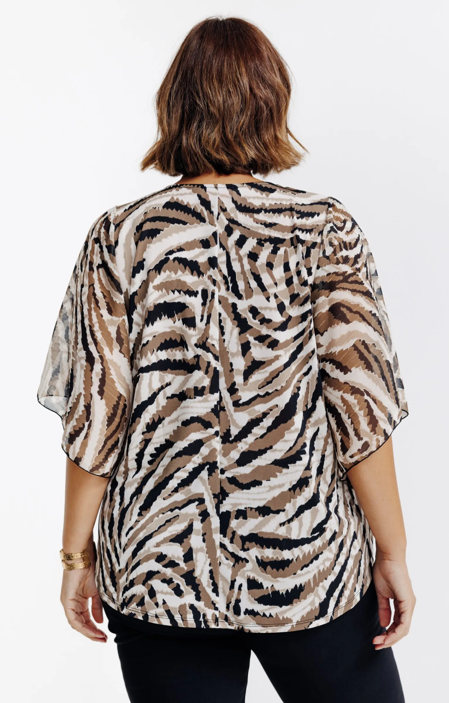 Toscane Boutique Tee-shirts|Tee-shirt forme poncho imprimé NOIR