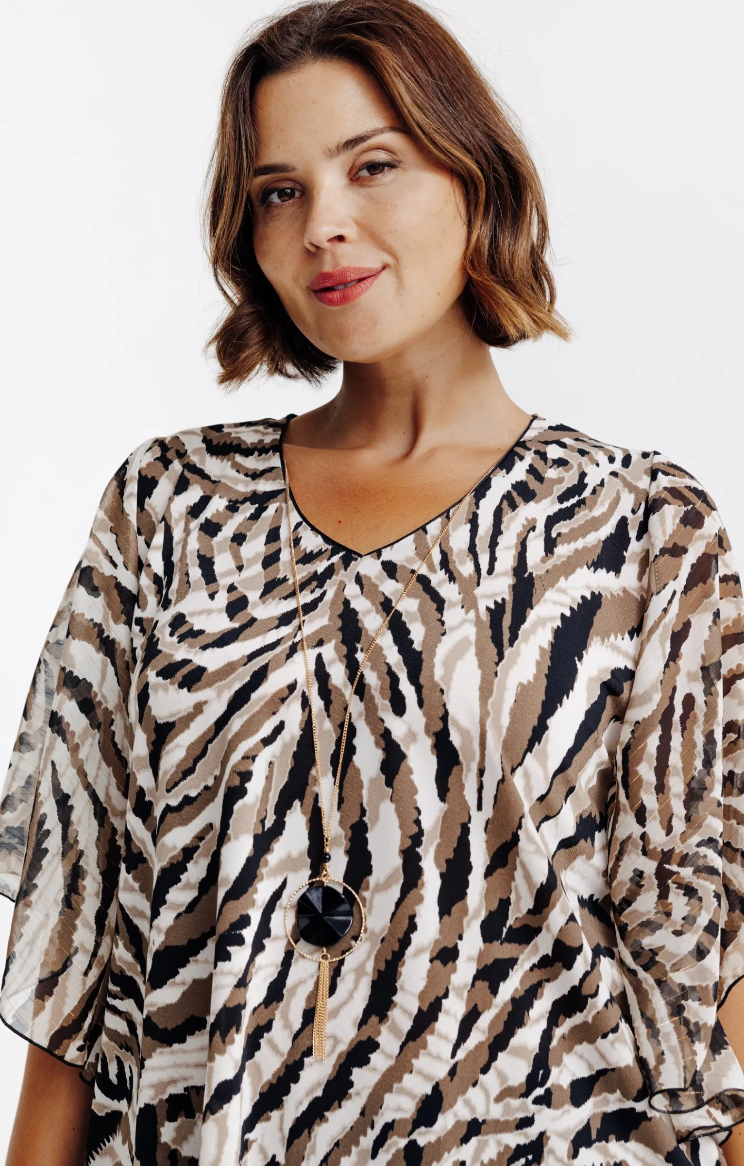 Toscane Boutique Tee-shirts|Tee-shirt forme poncho imprimé NOIR