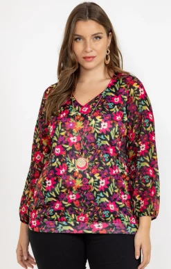 Toscane Boutique Tee-shirts|Tee-shirt imprimé à fleurs et collier CLEMATITE