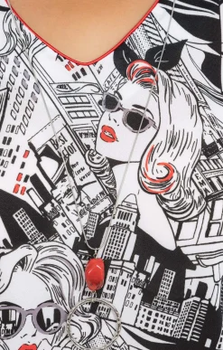 Toscane Boutique Tee-shirts|Tee-shirt imprimé avec collier IVOIRE