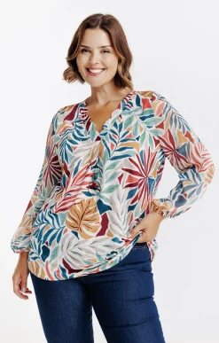 Toscane Boutique Tee-shirts|Tee-shirt imprimé avec collier BRIQUE