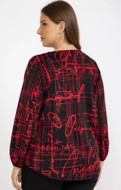 Toscane Boutique Tee-shirts|Tee-shirt imprimé avec collier NOIR