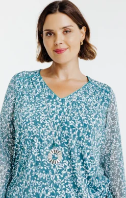 Toscane Boutique Tee-shirts|Tee-shirt imprimé avec collier LAPIS