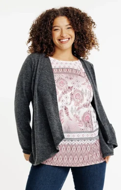 Toscane Boutique Tee-shirts|Tee-shirt imprimé 2-en-1 avec gilet ANTHRACITE