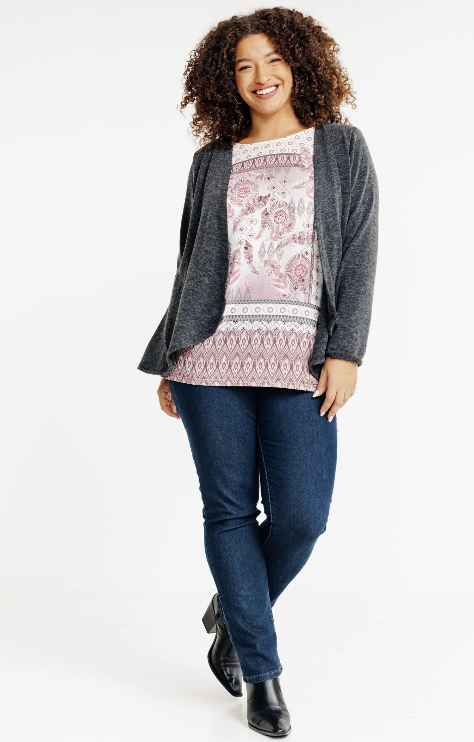 Toscane Boutique Tee-shirts|Tee-shirt imprimé 2-en-1 avec gilet ANTHRACITE