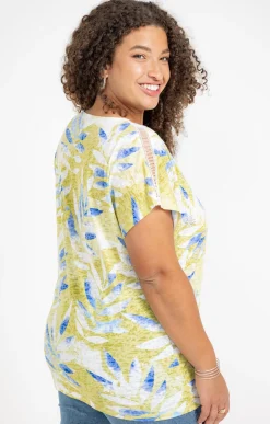 Toscane Boutique Tee-shirts|Tee-shirt imprimé feuillage SMOKE GREEN
