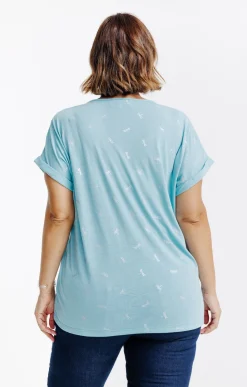 Toscane Boutique Tee-shirts|Tee-shirt imprimé libellules CELADON