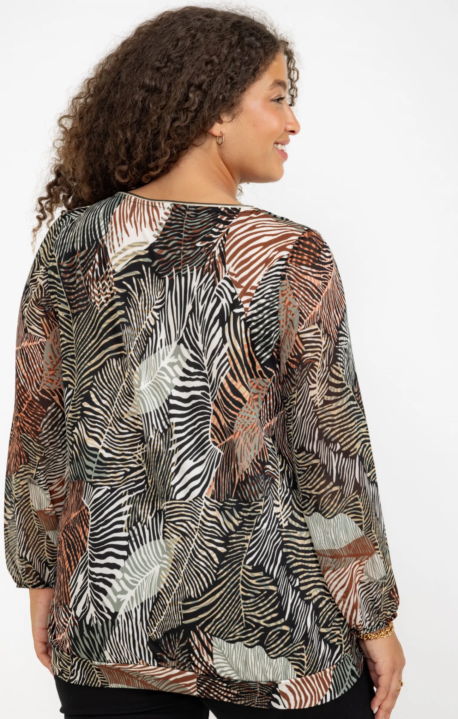 Toscane Boutique Tee-shirts|Tee-shirt imprimé végétal et collier KAKI