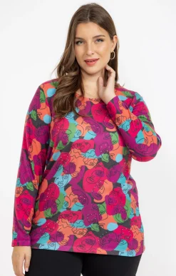 Toscane Boutique Tee-shirts|Tee-shirt imprimé visages maille chaude NOIR