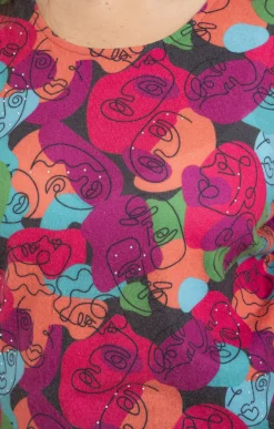 Toscane Boutique Tee-shirts|Tee-shirt imprimé visages maille chaude NOIR