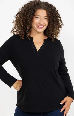 Toscane Boutique Tee-shirts|Tee-shirt maille chaude NOIR