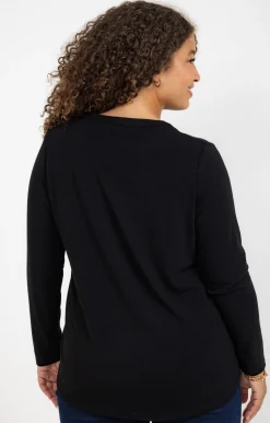 Toscane Boutique Tee-shirts|Tee-shirt maille chaude NOIR