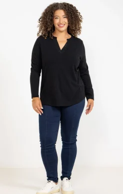 Toscane Boutique Tee-shirts|Tee-shirt maille chaude NOIR