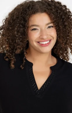 Toscane Boutique Tee-shirts|Tee-shirt maille chaude NOIR