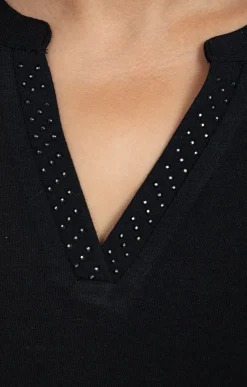 Toscane Boutique Tee-shirts|Tee-shirt maille chaude NOIR